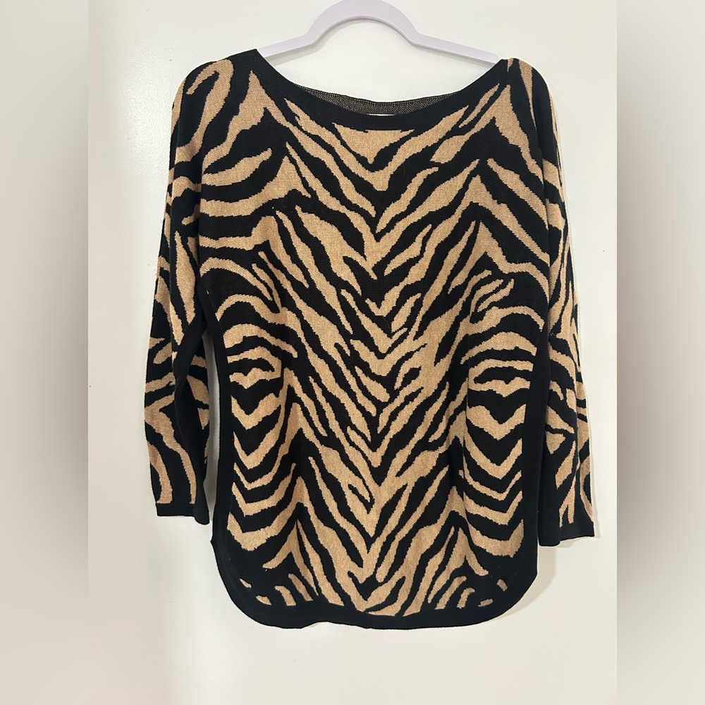 CAbi‎ Black and Tan Zebra Print Sweater